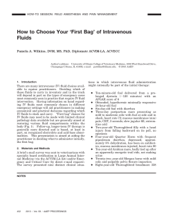 How to Choose Your `First Bag` of Intravenous Fluids