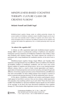 Mindfulness-Based Cognitive Therapy: Culture clash or Creative
