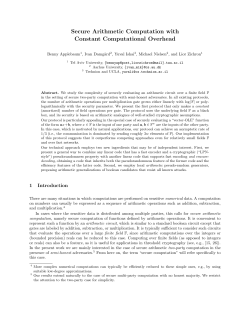 Secure Arithmetic Computation with Constant Computational