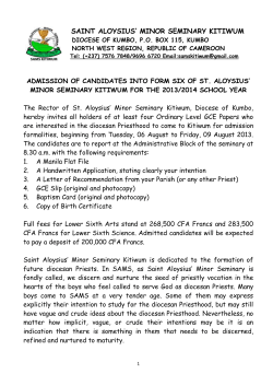 SAINT ALOYSIUS` MINOR SEMINARY KITIWUM DIOCESE OF