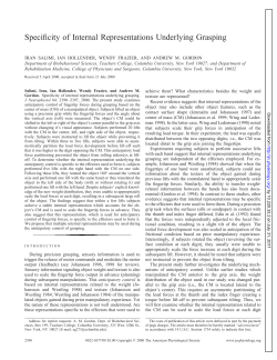 Specificity of Internal Representations Underlying Grasping