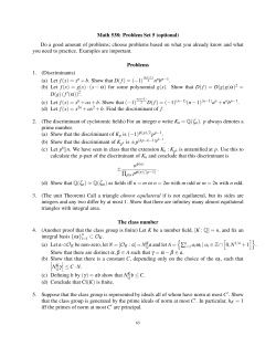 Math 538: Problem Set 5 (optional) Do a good amount of problems