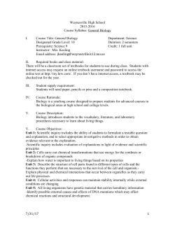 Biology Syllabus - Waynesville School District