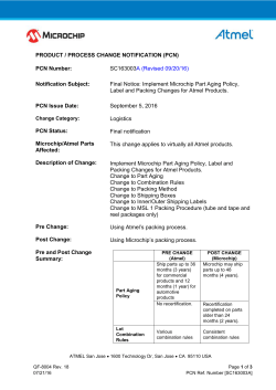 PRODUCT / PROCESS CHANGE NOTIFICATION (PCN) PCN