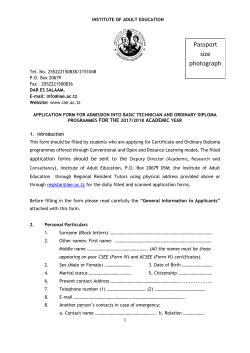 Application Form For Diploma - Institute of Adult Education