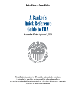 A Banker`s Quick Reference Guide to CRA