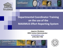 Departmental Coordinator Training on the use of the MAXIMUS