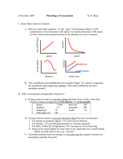 28 October 2005 Physiology of Locomotion R. B. Huey I. Some