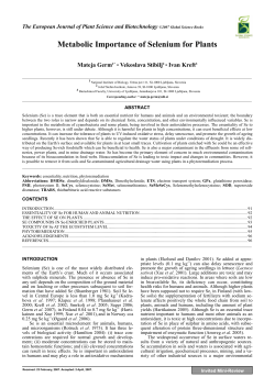 Metabolic Importance of Selenium for Plants
