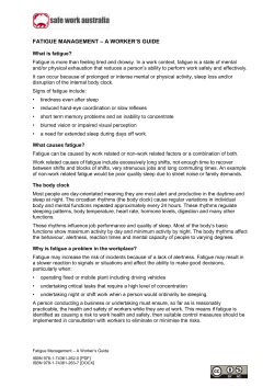 Fatigue management a worker`s guide