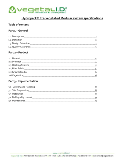 Hydropack&reg; Pre-vegetated Modular system specifications