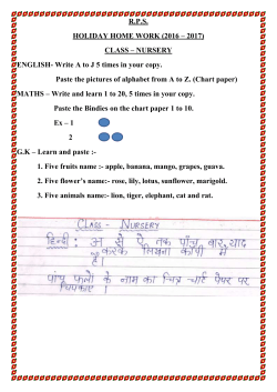 R.P.S. HOLIDAY HOME WORK (2016 &ndash; 2017) CLASS &ndash; NURSERY