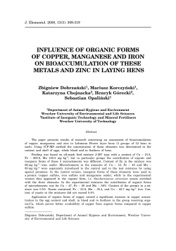 influence of organic forms of copper, manganese and iron on