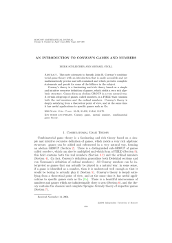 AN INTRODUCTION TO CONWAY`S GAMES AND NUMBERS 1