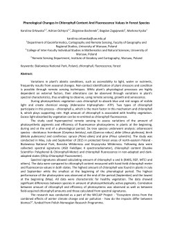 Phenological Changes In Chlorophyll Content And