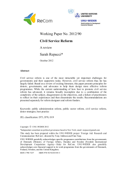 UNU-WIDER Working Paper No. 2012/90 Civil Service Reform: A