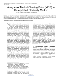 Analysis of Market Clearing Price (MCP) in Deregulated