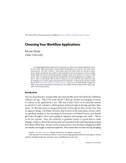 Choosing Your Work ow Applications