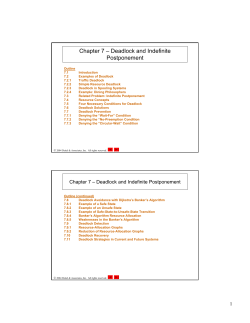 Chapter 7 &ndash; Deadlock and Indefinite Postponement