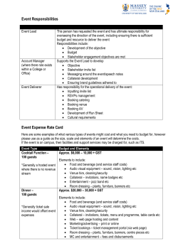Event Responsibilities Event Expense Rate Card