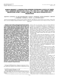 human memory t lymphocytes express increased levels of three cell