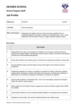 DEVIZES SCHOOL School Support Staff Job Profile Reference