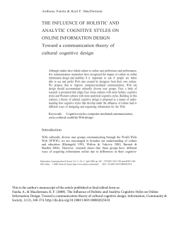 THE INFLUENCE OF HOLISTIC AND ANALYTIC COGNITIVE