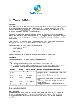 Golf Australia Hot Weather Guidelines Policy