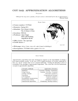 cot 5442: approximation algorithms - UF CISE