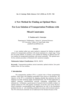A New Method for Finding an Optimal More- For