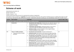 Unit 5: Promoting Health and Wellbeing - Scheme of Work