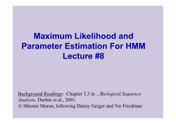 Maximum Likelihood and Parameter Estimation For