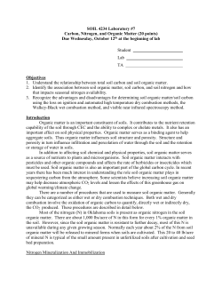 Organic matter - SOIL 4234 Soil Nutrient Management