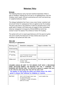 Suggested format for behaviour management around the school