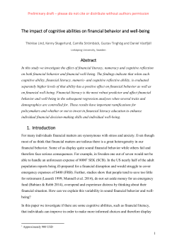 The impact of cognitive abilities on financial behavior and well