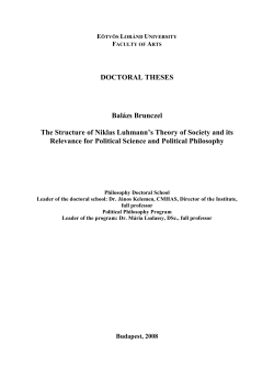 DOCTORAL THESES Bal&aacute;zs Brunczel The Structure of Niklas