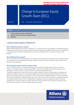 Change to European Equity Growth-Team (EEG)