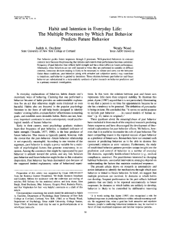 The Multiple Processes by Which Past Behavior