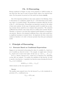 Ch. 15 Forecasting 1 Principle of Forecasting