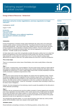 Arbitration and price review negotiations