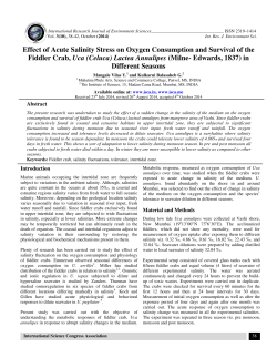 Effect of Acute Salinity Stress on Oxygen Consumption and Survival