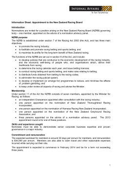 New Zealand Racing Board - Department of Internal Affairs