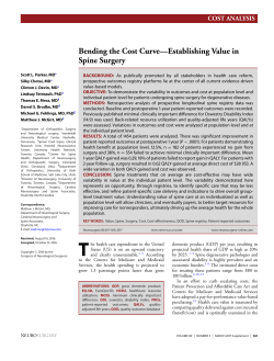 Bending the Cost Curve&mdash;Establishing Value in Spine Surgery
