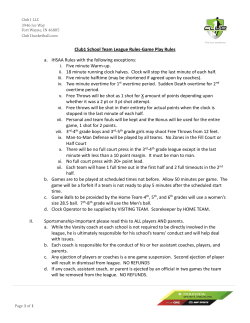 Club1 School Team League Rules-Game Play