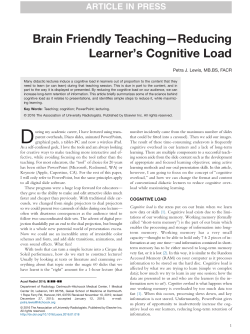 Brain Friendly Teaching—Reducing Learner`s Cognitive Load