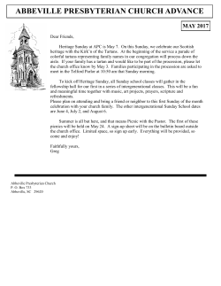 ABBEVILLE PRESBYTERIAN CHURCH ADVANCE
