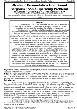 Alcoholic Fermentation from Sweet Sorghum : Some