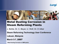 Metal Dusting Corrosion in SMR plants