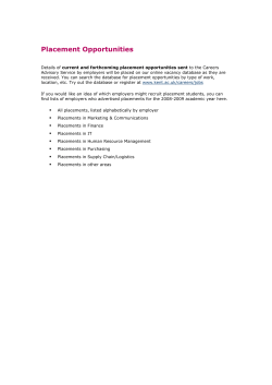 Placement Opportunities