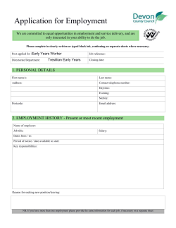 Application for Employment - Tresillian Early Years Website